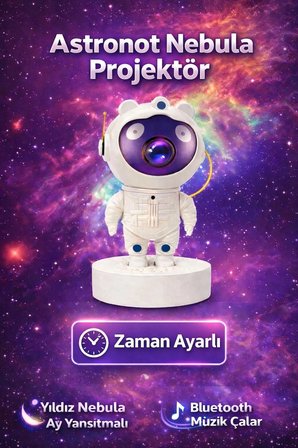 ROSE TEKNOLOJİ ASTRONOT YILDIZ GALAKSİ PROJEKSİYON GECE LAMBASI UZAKTAN KUMANDALI NEBULA IŞIK