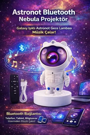 ROSE TEKNOLOJİ ASTRONOT YILDIZ GALAKSİ PROJEKSİYON GECE LAMBASI UZAKTAN KUMANDALI NEBULA IŞIK