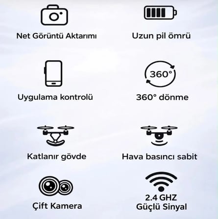 ROSE TEKNOLOJİ 998 PRO 4K KATLANABİLİR GÖVDE UYGULAMA KONTROLLÜ 360 DÖNME ÇİFT BATARYALI VE TAŞIMA ÇANTALI HOBİ EĞLENCE DRONE