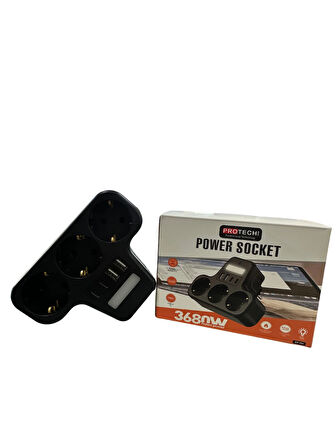 ROSE TEKNOLOJİ AKIM KORUMALI 3 PRİZ 2 USB 2 TYPE-C GİRİŞLİ GÜVENLİK KAPAKLI VE LEDLİ DUVAP TİPİ PRİZ
