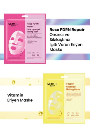 Dermal Seoul Face Gül Rose PDRN Onarıcı Glow Hidrojel Maske ve Vitamin Eriyen Maske