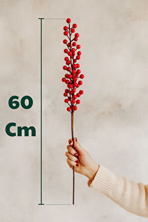Yapay Kokina Çiçeği – Yoğun Dallı, İri Taneli Yılbaşı Çiçeği 60 cm - 1 Adet