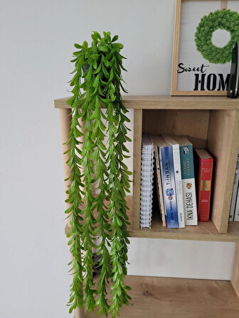Elmas Saksılı 5 Dallı Yoğun Yapraklı Yapay Bitki Çiçek Sarkıt Dekor (90 Cm)