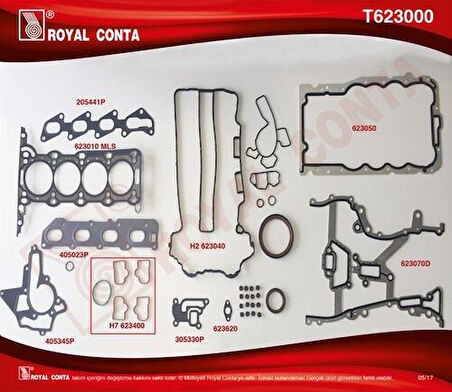 Royal T623000 Motor Takım Conta Alt ve Üst Komple Corsa C Corsa D Z12Xe Z12XEP Z14XEP 1606247