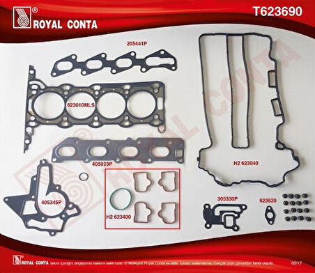 Royal T623690 Motor Takım Conta Üst Corsa C Corsa D Z12Xe Z12XEP Z14XEP 1606247