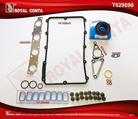 Royal T629698 Üst Takım Conta Kec Subp.Lastik Skc Sız Transit 2.2 TDCI Euro 5 Arkadan İtişli 