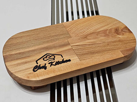 22x11 Oval Ahşap Yağdanlık Altlığı, Baharat, Sunum Standı, Çok Amaçlı Mutfak Tabağı 4 Ayaklı