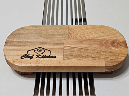 22x11 Oval Ahşap Yağdanlık Altlığı, Baharat, Sunum Standı, Çok Amaçlı Mutfak Tabağı 4 Ayaklı