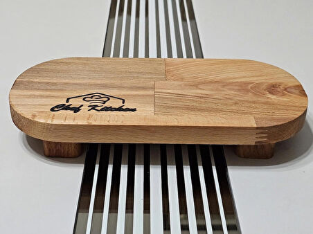 22x11 Oval Ahşap Yağdanlık Altlığı, Baharat, Sunum Standı, Çok Amaçlı Mutfak Tabağı 4 Ayaklı