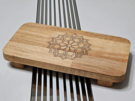 22x11 Cm Ayaklı Dikdörtgen Düz, Ahşap, Motif Desenli, Yağdanlık, Şişe, Mutfak Altlığı Ve Düzenleyici