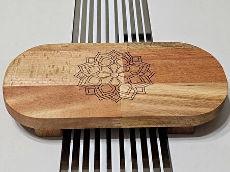 22x11 Cm Ayaklı Oval Düz, Ahşap, Motif Desenli, Yağdanlık, Şişe, Mutfak Altlığı Ve Düzenleyici