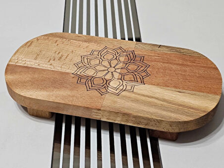 22x11 Cm Ayaklı Oval Düz, Ahşap, Motif Desenli, Yağdanlık, Şişe, Mutfak Altlığı Ve Düzenleyici