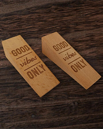 Kapı Stoperi, Kapı Tutucu, Kapı Takozu, Kaydırmaz Aparatlı Good Vibes Only Yazılı 2 Adet