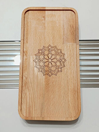  22x11 Cm Ayaklı Dikdörtgen Ahşap, Motif Desenli, Yağdanlık, Şişe, Mutfak Altlığı Ve Düzenleyici