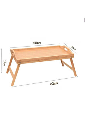 Katlanır Ayaklı Bambu Yatak Keyif Tepsisi (50cm*30cm), Portatif Tepsi