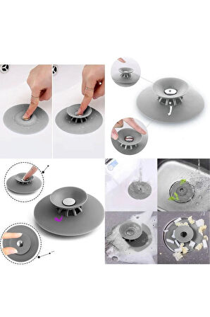 Çok Amaçlı Lavabo Gider Tıkacı | Silikon Süzgeç ve Tıpa | Mutfak, Banyo, Küvet Uyumlu