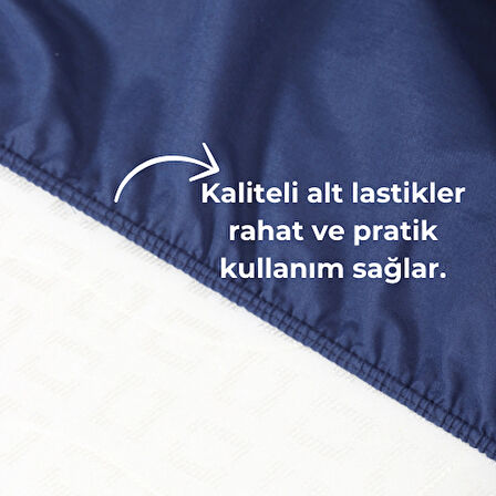 Rozet Tekstil Lacivert Lastikli Çarşaf Takımı Fitted Pamuklu Kumaş Yastık Kılıflı