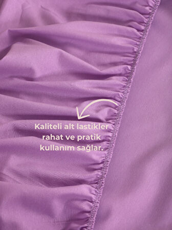 Rozet Tekstil Mor 160X200 Çift Kişilik Lastikli Çarşaf Takımı Fitted Pamuklu Kumaş Yastık Kılıflı
