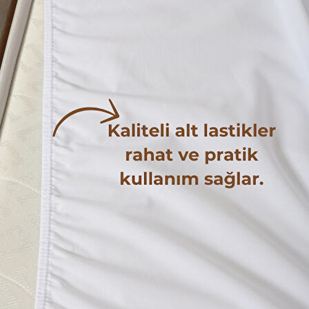 Rozet Tekstil Beyaz 160X200 Çift Kişilik Lastikli Çarşaf Takımı Fitted Pamuklu Kumaş Yastık Kılıflı