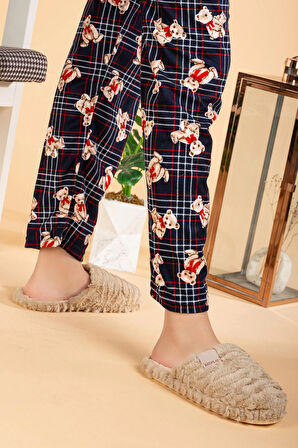 Peluşlu Ortopedik Visco Taban Ev Terliği