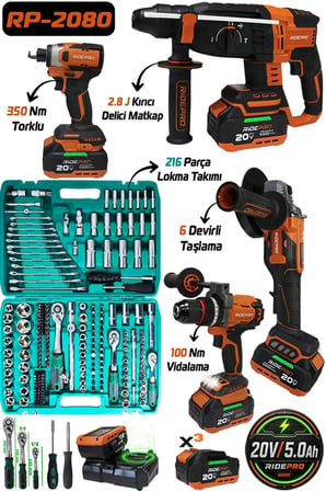 RP-2080 RİDEPRO 4’LÜ SET 350 NM’Lİ + 216 PARÇA PROFESYONEL LOKMA SETİ