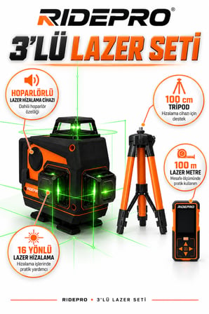 RİDEPRO 4’LÜ SET 350 NM’Lİ + 3’LÜ SET 16 YÖNLÜ LAZER VE LAZER M