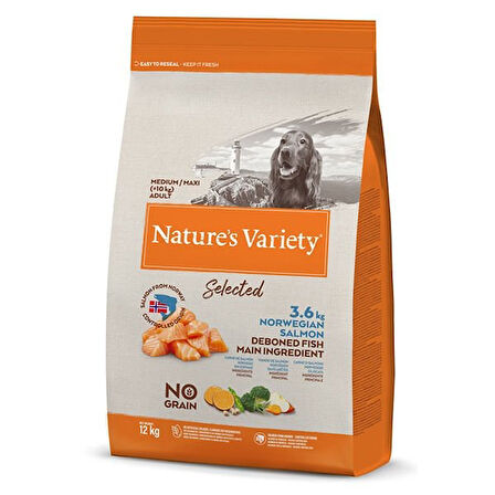 Natures Variety Norveç Somonlu Orta ve Büyük Irk Yetişkin Köpek Maması 12 Kg