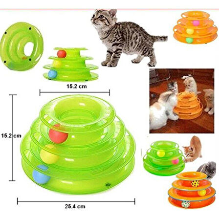 Petzz Ray Kulesi 3 Katlı Kedi Oyuncak Turuncu 25-15x15.2 Cm