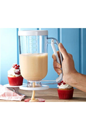 Pankek Dağıtıcı Hamur Porsiyonlayıcı Şekillendirici 900 ml Dökme Aparatı Beyaz
