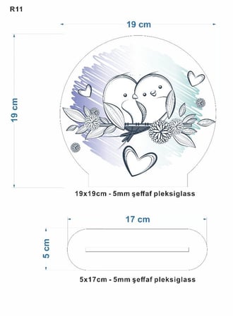 Pleksi Masa Üstü Daldaki Kuşlar