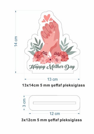 Pleksi Masa Üstü Anne Kız Eller