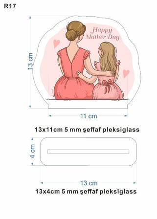 Pleksi Masa Üstü Anne Kız Elbiseli