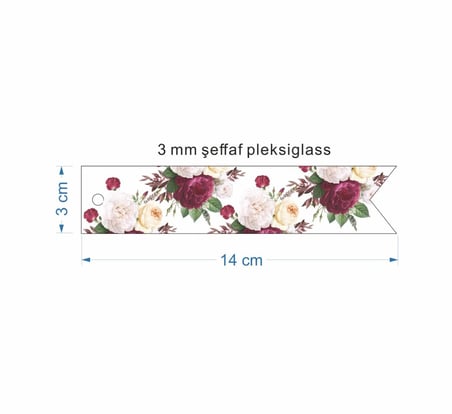 Pleksi Kitap Ayracı Mor Çiçekli
