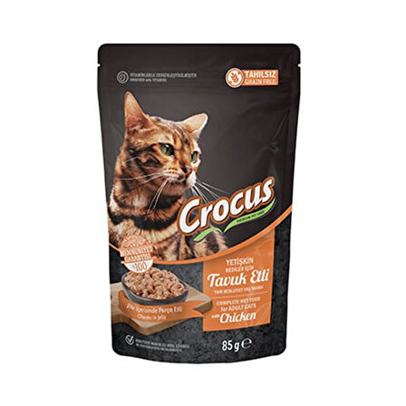 Crocus Tahılsız Pouch Jöleli Tavuklu Yetişkin Konserve Kedi Maması 85 Gr