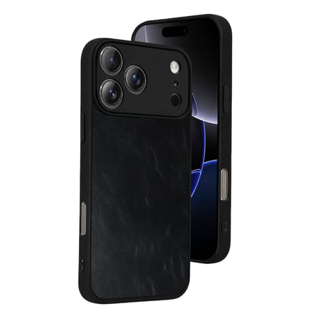 İphone 17 Pro Aras Deri Kapak - Siyah