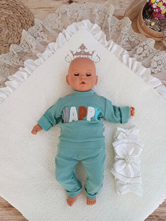 Yenidoğan Wool Yün Kumaş Taç Nakışlı Güpür Duvaklı Fiyonk Prizma Taş Unisex Kundak Bebek Battaniyesi Kahverengi