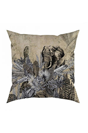 Fil Tasarımlı Yastık/Kırlent (Dolgu Boncuk Elyaf, Ulusl. Yıkama Ve Solmama Sertifikası)