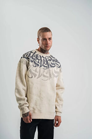 Bisiklet Yaka Yıkamalı SweatShirt 