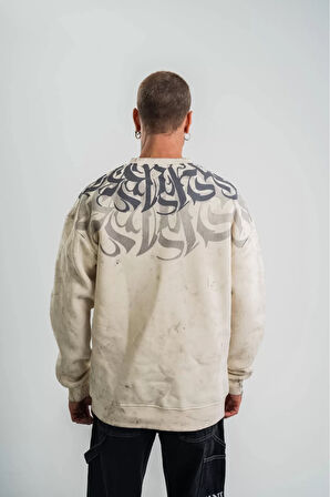 Bisiklet Yaka Yıkamalı SweatShirt 