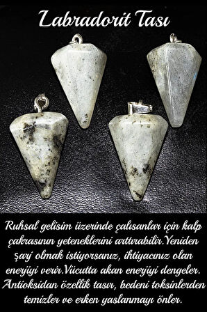 Sertifikalı Pandül Model Labradorit Taşı Kolye
