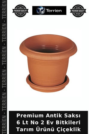 Premium Antik Saksı 6 Lt No 2 Ev Bitkileri Tarım Ürünü Çiçeklik