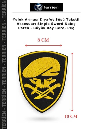 Yelek Arması Kıyafet Süsü Tekstil Aksesuarı Single Sword Nakış Patch - Büyük Boy Bere- Peç