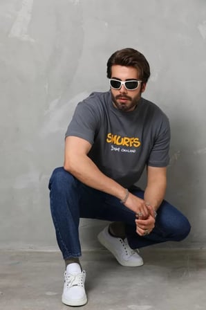 Unisex Basic Bisiklet Yaka Oversize TShirt