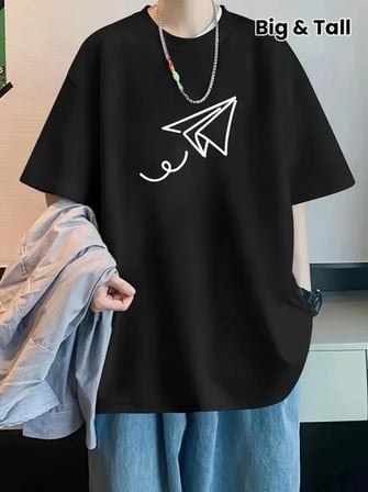 Baskılı Oversize Bisiklet Yaka Tshirt