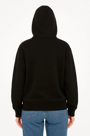 Oversize Kapüşonlu Sweatshirt  Hoodie 3 İplik Şardonlu Pamuklu Kumaş, Önü Baskılı, Fermuarlı Rahat Kalıp, Kışlık Ve Sokak Stili Sweat