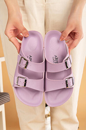 Kadın Esnek Yumuşak Ayarlanabilir Tokalı Slide Rahat Comfort Anatomik Terlik