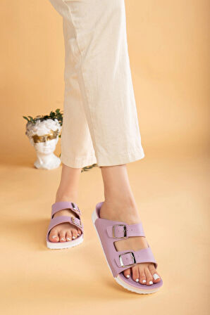 Kadın Esnek Yumuşak Ayarlanabilir Tokalı Slide Rahat Comfort Anatomik Terlik