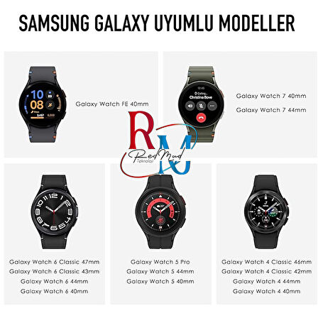 Samsung Galaxy Watch 5 Pro  45 mm ile Uyumlu Kavisli Paslanmaz Çelik Kordon