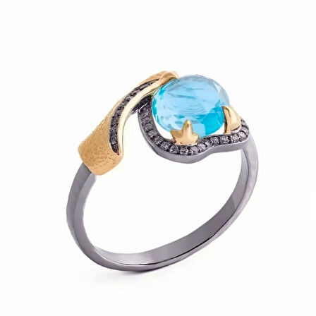 Asimetrik Kalsedon Taşlı Gümüş Yüzük – Orellis