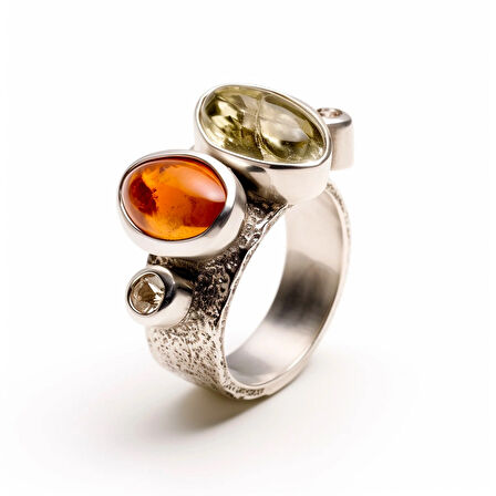 Dokulu Turmalin Taşlı Gümüş Yüzük – Embercraft